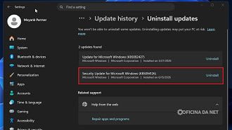 Uma opção é desinstalar a atualização